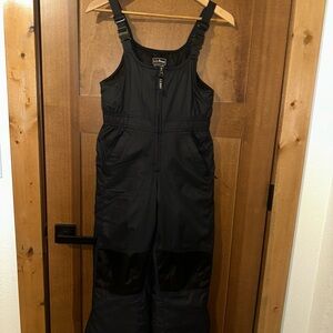 LL Bean Teens Cold Buster Snow Bibs Pants Size 10 Black Snow Pants Ski Winter